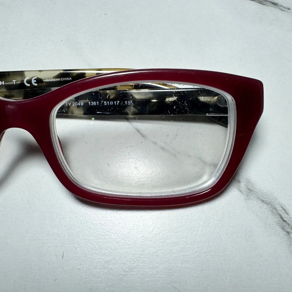 Tory Burch TY 2049 1361 Burgundy Tortoise Rectangular Eyeglass Frames 51-17-135